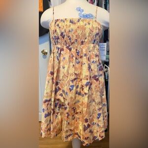 NWT, Women’s Size M OPEN EDIT “Yellow Mellow Ginko Floral” Spaghetti Strap Dress